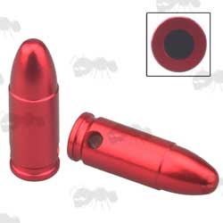 Pair of Red Metal 9mm Cal Pistol Snap Caps