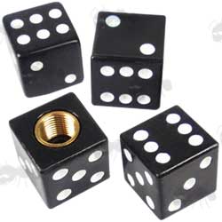 Set of Four Novelty Black Dice Tire Valve Dust Covers