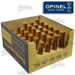 Table Top Cardboard Display Box Of 30 Opinel Folding Knives, 6 x No.6, 6 x No.7, 12 x No.8 and 6 x No.9