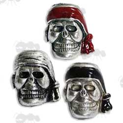 Three Silver Pirate Head Paracord Skull Bead with Headbands