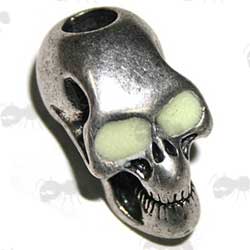 Silver Skull Bead with Glow in the Dark Eyes