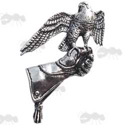 Falcon On Glove Pewter Badge