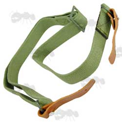 Green AK-47 Rifle Sling with Two Leather Tabs