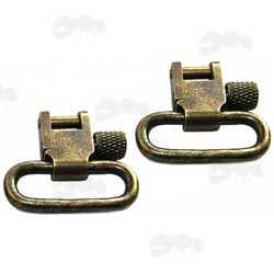 Pair of Antique Brass Quick-Release Swivels for 25mm Wide Slings