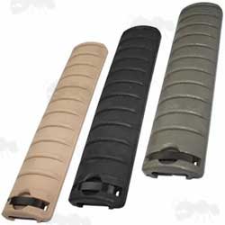 Black, Green and Tan Coloured Ribbed Rail Covers with Textured Finish for Weaver / Picatinny Handguards