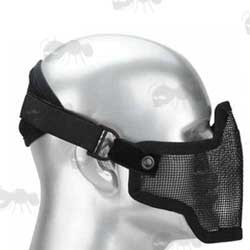 Black Upgraded Headband on a Lower Face Wire Mesh Mask