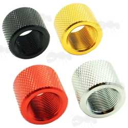 Aluminium Thread Protectors for 1/2x28 UNEF Rifle Barrel Silencer Threads, In Black, Silver, Red and Gold Anodised Finish Options