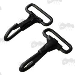 Pair of Black Gun Sling Snap Clips for 25mm Wide Webbing