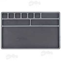 Dark Grey Coloured Rubber Pistol / Handgun Sized Cleaning / Maintenance Mat with Moulded Compartments for Parts