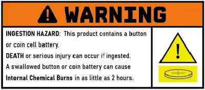 Button Cell Battery Safety Warning Notice