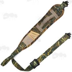 All Reed Camouflage Pattern Shotgun Sling with Mesh Pocket and Hand Grip Handle, Fitted with AnTac QD Stud Fitting Swivels
