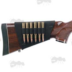 Black Neoprene Rifle Buttstock Cover with Cartridge Holders