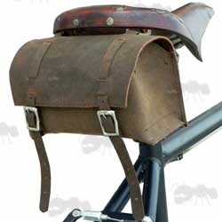 Brown Leather Vintage Style Bicycle Rectangular Shaped Leather Case For Fitting To The Bike Saddle or Handle Bars