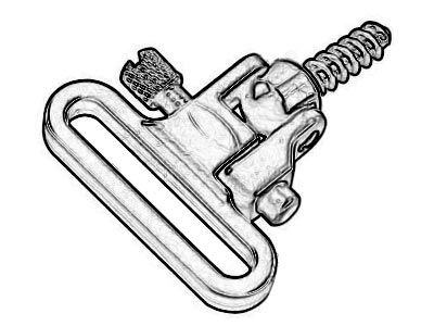 Drawing of a Sling Swivel on a QD Screw Stud Base