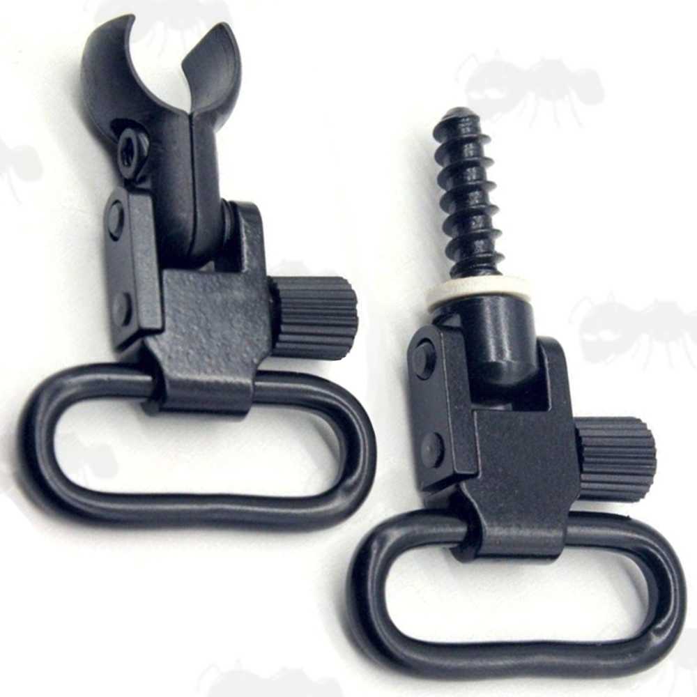 Black Anodised QD Sling Swivel Set with QD Wood Screw Stud and Barrel Split Band for Weihrauch HW80K Airguns and Other Rifles