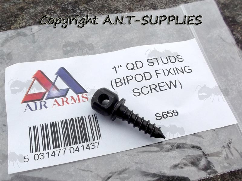 Black Metal 1 Inch QD Stud Sling / Bipod Fixing Screw