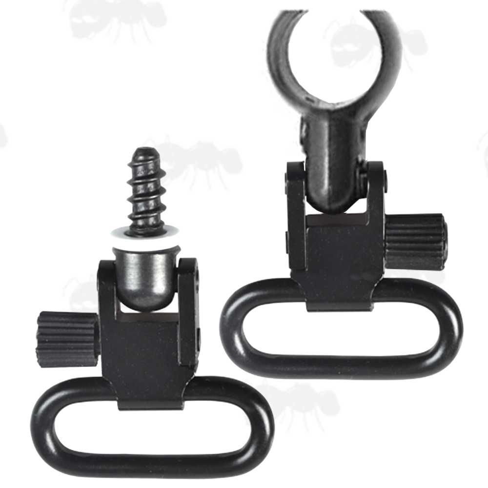 Black Anodised QD Sling Swivel Set with QD Wood Screw Stud and Barrel Split Band for Some Weihrauch Rifles