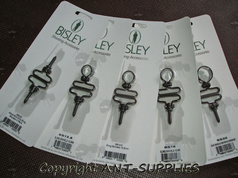 Range of Five Carded Bisley Fixed Sling Swivels for Stock and Barrel Fitting