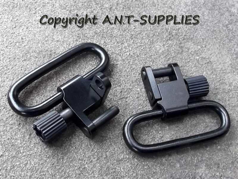 Pair of Black 30mm Loop Quick-Release Gun Sling Swivels