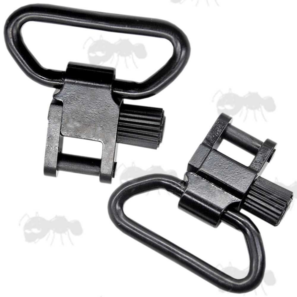 Pair of Black Quick-Release Gun Sling Swivels In New Angled Style