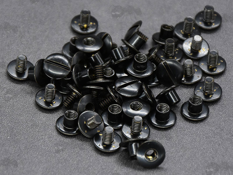 One Dozen Pairs of Blued Chicago Screw Sling Studs