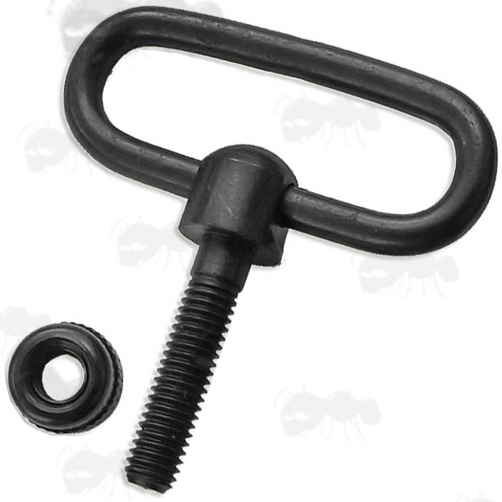 Non-Detachable 30mm Sling Swivel with Long Machine Wood Screw Threads and Nut