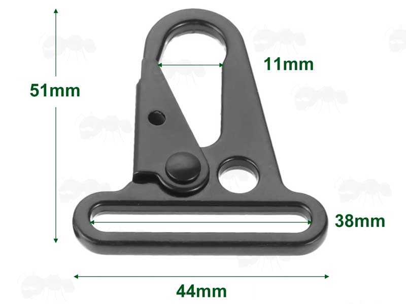 38mm Loop Black Wide Mouth H&K Type Gun Sling Hook Snap Clip