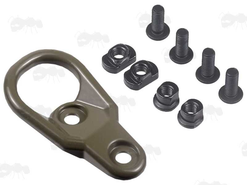 Top View of The Large Loop Handguard Fitting Sling Mount Attachment Point with KeyMod and MLok Fittings