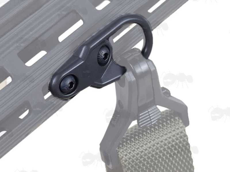 Large Loop Handguard Fitting Sling Mount Attachment Point with KeyMod Fittings, Shown Fitted to a Green Coloured Magpul MS3 Multi Mission GEN 2 Sling