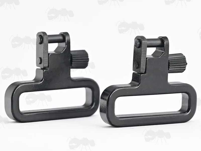 Pair of MIM Mil-Spec Steel 30mm QD Black Sling Swivels