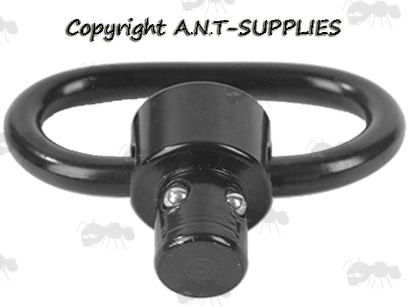 Black Push Button 10mm Socket Quick Release Sling Swivel with Rounded Corners