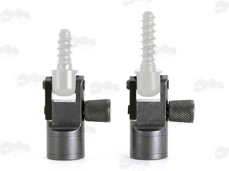 QD Stud to Flush Fit 10mm Socket Swivel Base Adapter Shown with QD Wood Thread Screws