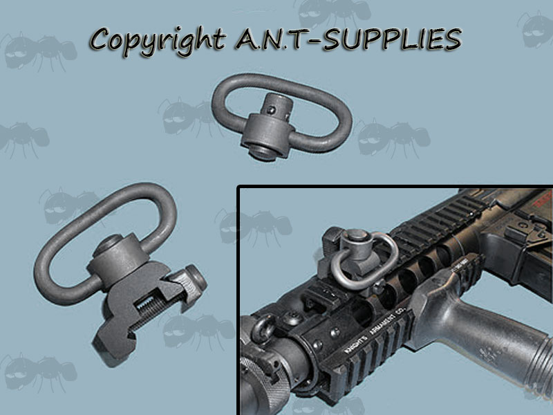 QD 10mm Socket with 20mm Rail Mount on Rifle Forend