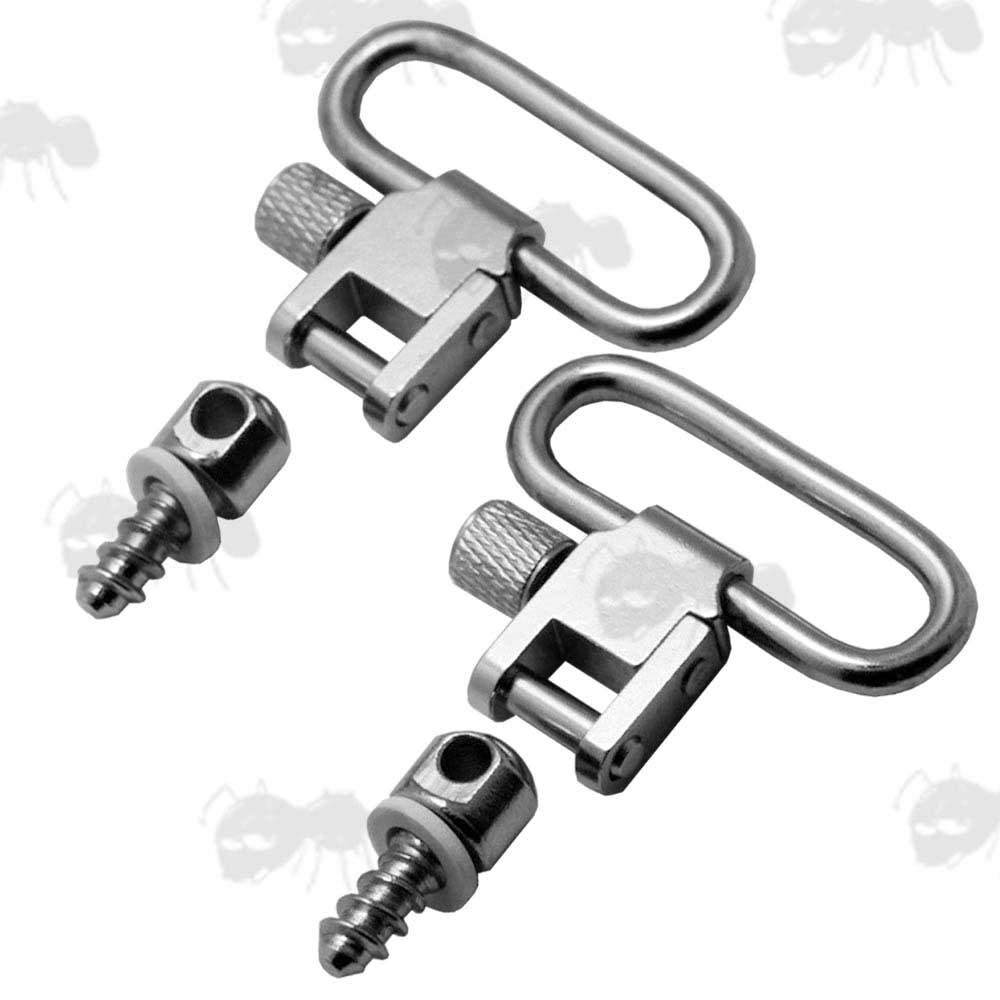 Silver QuickDetach Sling Swivels QD Rifle / Shotgun Swivel Sets