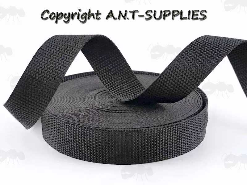 Roll of 25mm Wide Black Gun Sling Webbing