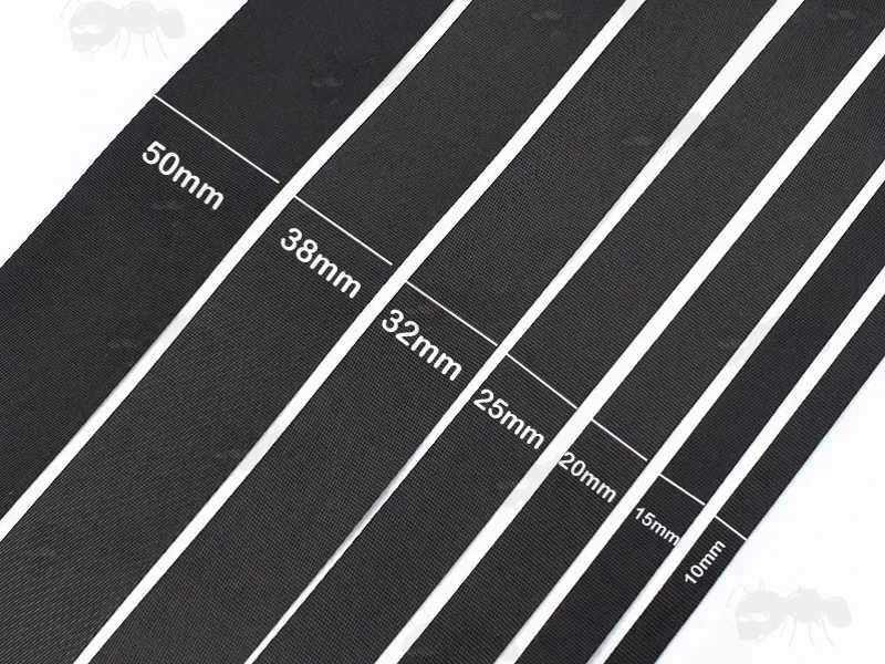 Assorted Widths of Black Gun Sling Webbing