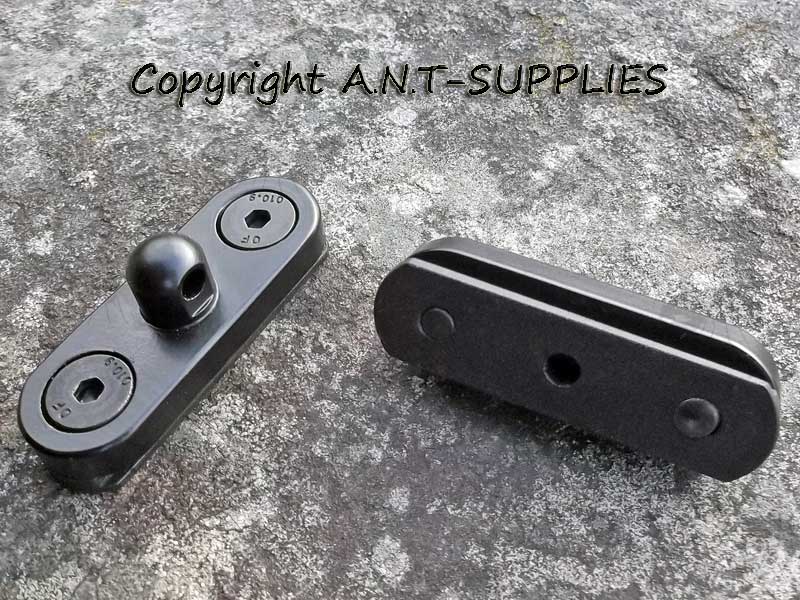 Two Sling Swivel QD Stud Adapters for Anschutz Rifle Forend Accessory Rails with Full Length T-Bars
