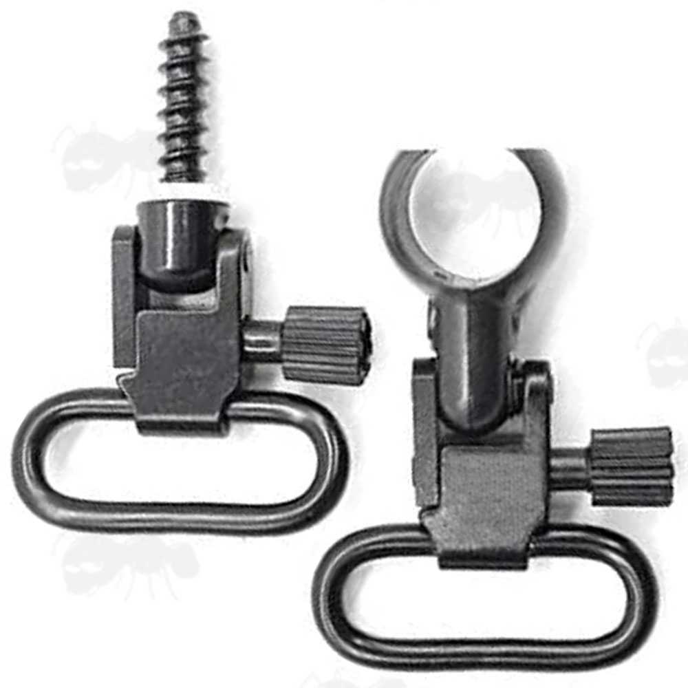 Black Anodised QD Sling Swivel Set with QD Wood Screw Stud and Barrel Split Band for Weihrauch HW80, HW95, HW95K Airguns and Other Rifles