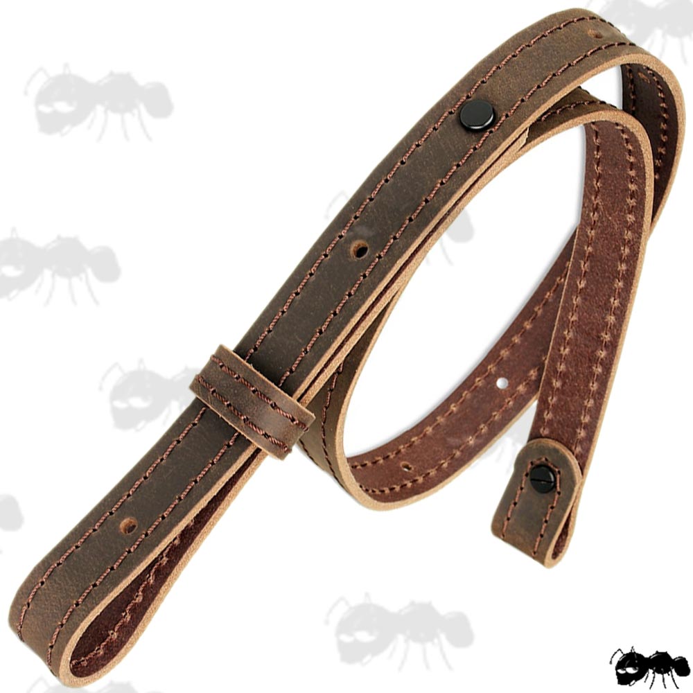 Thick Light Brown Leather Gun Sling with Black Chicargo Studs