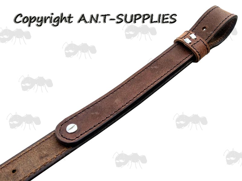 End Views of The AnTac Thick Brown Leather Cobra Style Gun Sling