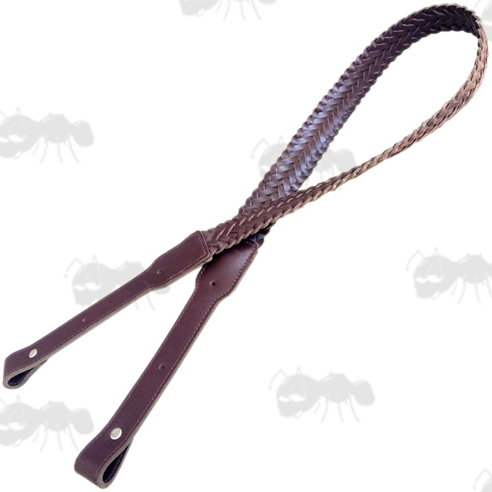 Cherry Brown Leather Woven Gun Sling