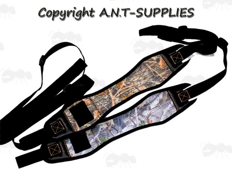 Black and Autumn Leaf and Black and Winter Leaf Camouflage Pattern Co2 Air Rifle Slings with Two 12g Co2 Capsule Holder Loops