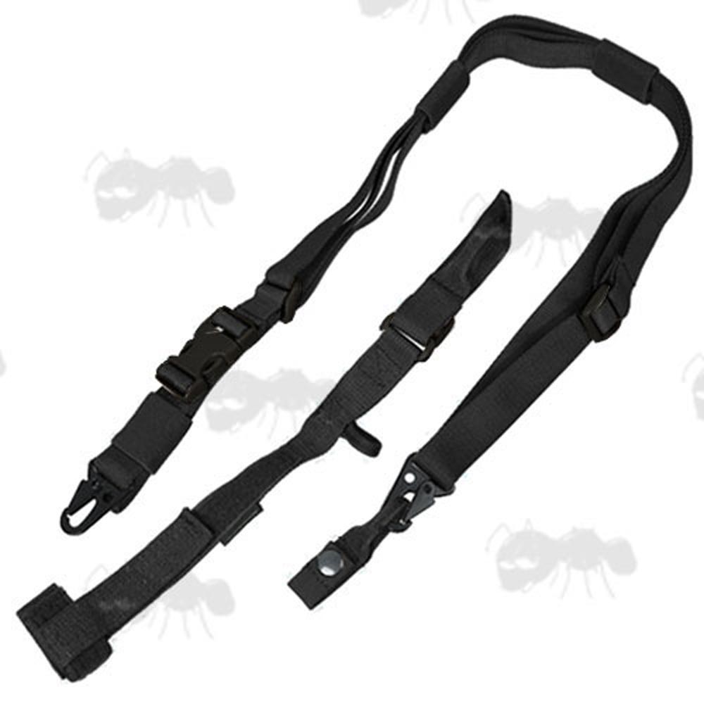 Black Three Point Tactical Rifle Sling with Fixed Stock Adapter Loop