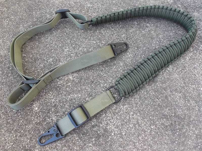 Long Green Paracord Weaved Rifle Sling with Fitted HK Swivels