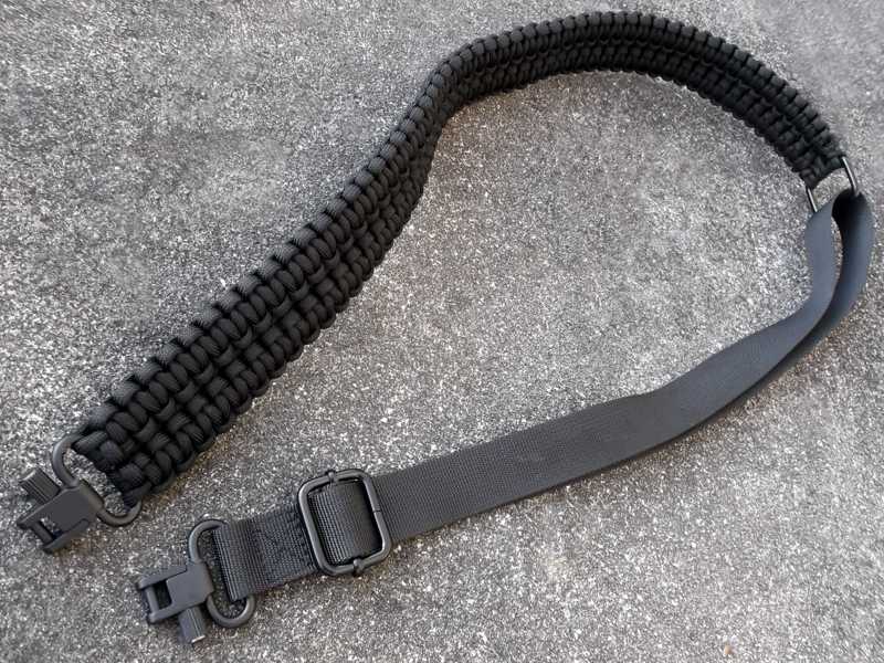 Long Black Paracord Double Cobra Weaved Rifle Sling with Fitted Quick-Release Gated Swivels