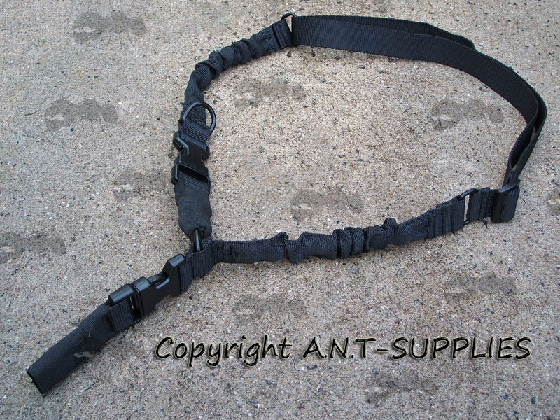 Wide Shoulder Pad with Velcro Fasteners on The Black Two Point Bungee Rifle Sling