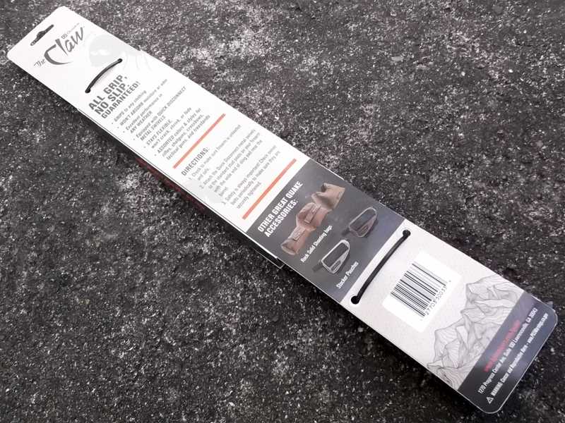 Back View of The Display Hanger Card Packaging for The Quake All Black Claw 2.0 Gun Sling with Hush Stalker Metal QD Swivels