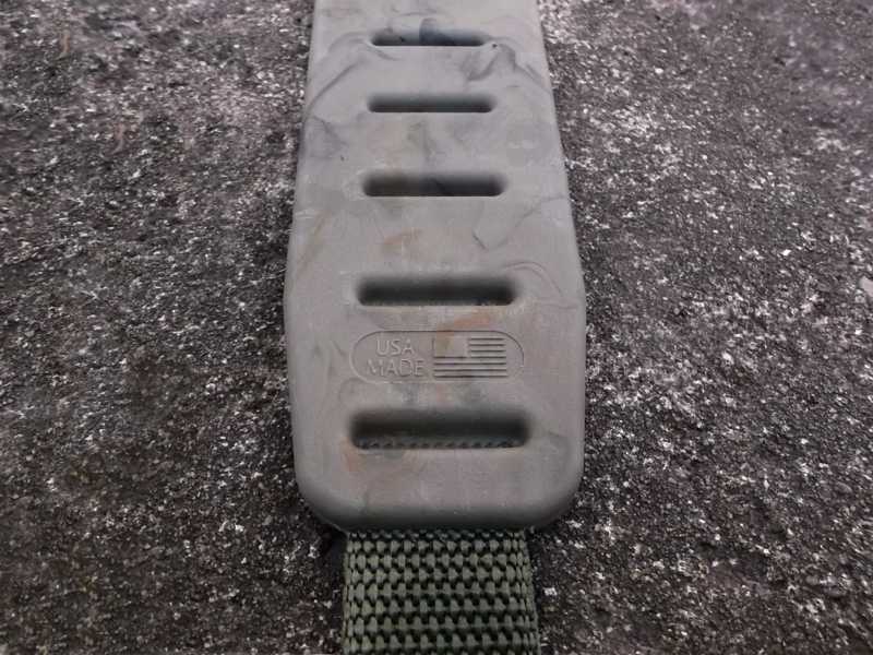 Close-Up View of The USA Made American Flag, on The Quake Olive Drab Green Camouflage Claw 2.0 Gun Sling Shoulder Pad