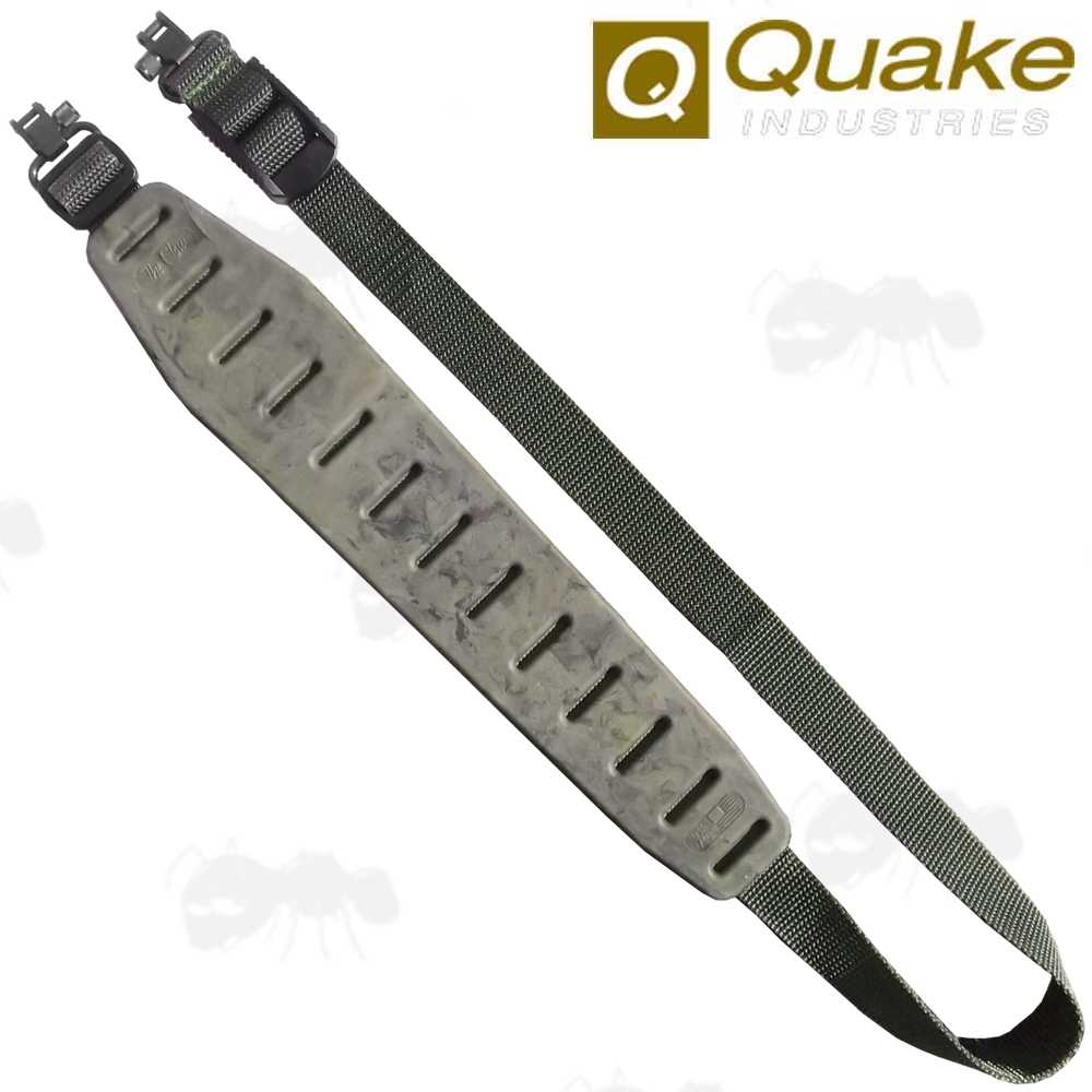 Quake Olive Drab Green Camouflage Claw 2.0 Gun Sling with Hush Stalker Metal QD Swivels