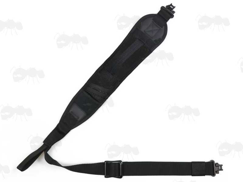 All Black Shotgun Sling with Mesh Pocket and Hand Grip Handle, Fitted with AnTac QD Stud Fitting Swivels